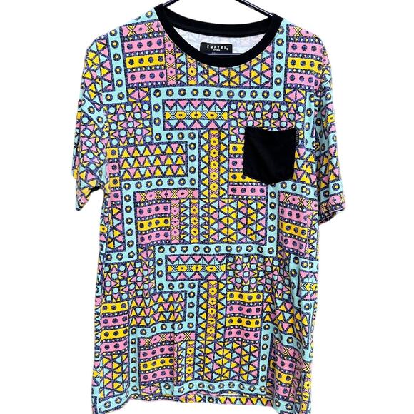 Retro Empyre 90s geometric shapes pocket t-shirt Size Large - Picture 1 of 5